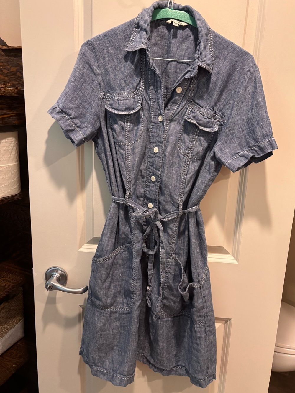 Max Studio Linen Blue Shirt Dress